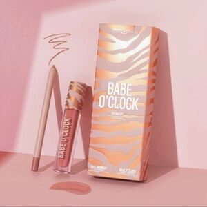 Babe O’Clock matte lipstick and gel lip liner in rose pink